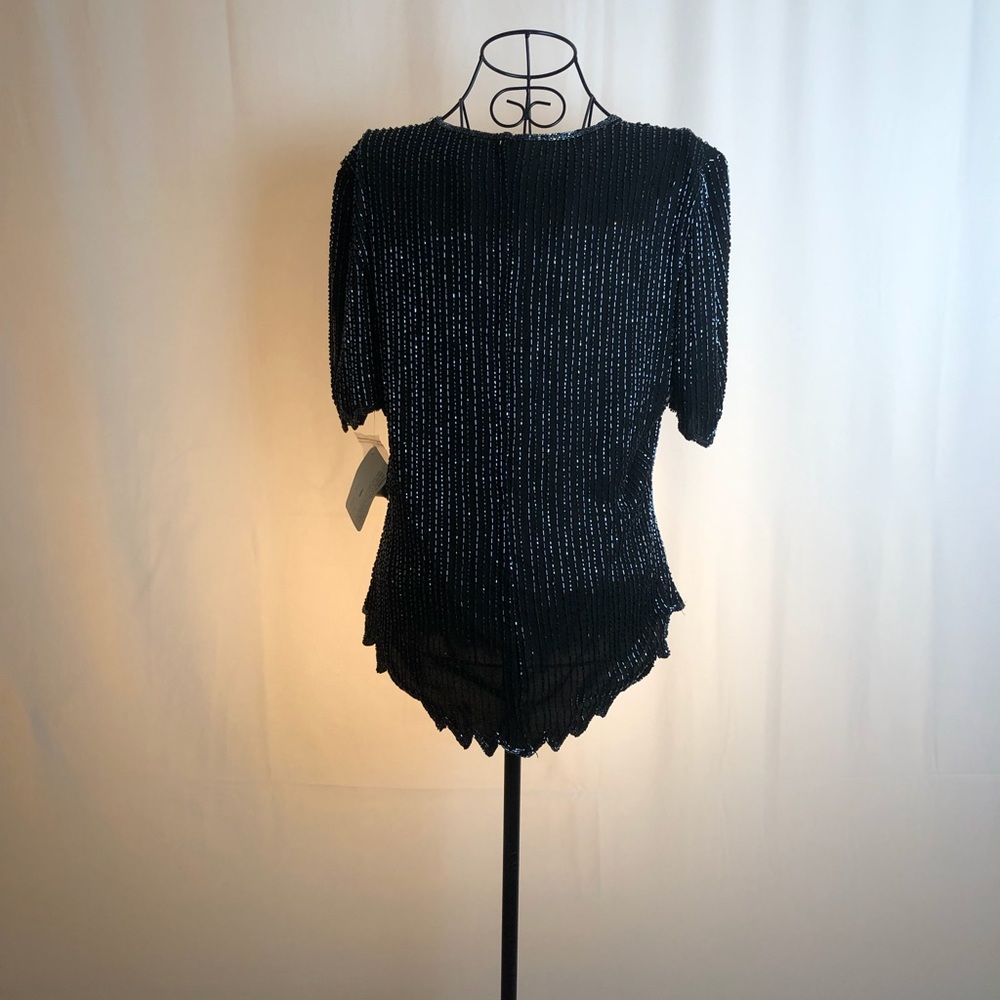 Camille Marie silk beaded top NWT L